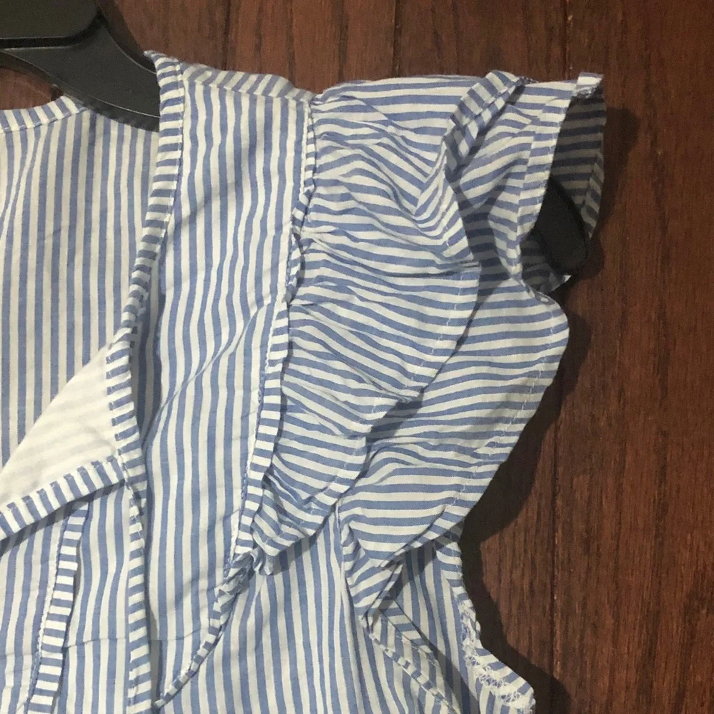 J. Crew Blue and White Striped Sleeveless Top